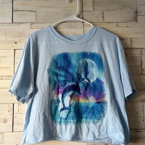 Blue Dolphin Graphic T-Shirt crop womens cropped mighty fine large